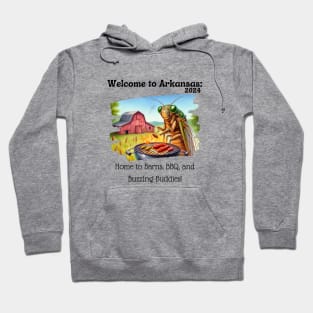 Arkansas: Home to Barns, BBQ, and Buzzing Buddies- Cicadas Hoodie